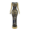 Glam Mesh Temperament Waist High Transparent Dress Adult Model Catwalk Trendy Cocktail Party Evening Dress Mini Vestido Glam Hot