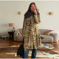 Women Vintage Tiger Print Long Coat Large Fluffy Fur Collar Waist Tie Belted Wrap Coat 2026 Winter Fashion Elegant Outerwear