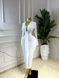 Women Long Sleeve Bowknot Deep V-neck Bodycon Midi Maxi Dress 2026 Birthday Holiday Party Trendy Long Dresses Vestidos