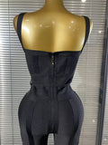 High Quality Women Sleeveless Sexy V-Neck Bodycon Bandage Long Jumpsuit Fashion Celebrate Evening Party Birthday Wear
