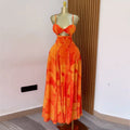 Women Floral Printed Strap Backless Bra Front Big Swing Maxi Long Dress 2025 Vintage Sexy Club Party Evening Dresses