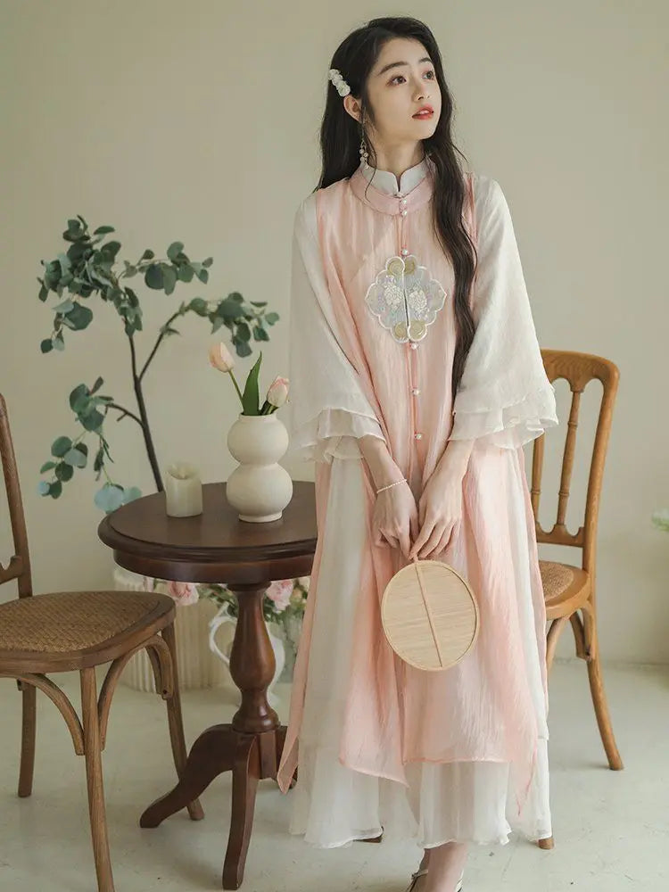 3D Hanfu Traditional Chinese Dress Women's Clothes Pink Cloud Embroidery Cosplay Fairy Clothing Ancient Chinese Costume