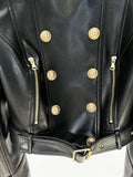 2026 New Slim Double Dreasted Pu Faux Leather Short Jacket with Belt Streetwear Female Retro Moto Biker Coat Outwear