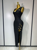 Women Black Elegant Bandage Dress Sexy Sleeveless Bodycon Evening Party Club Luxury Birthday Dress Wedding Guest Gown