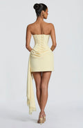 Women Sweetheart Strapless Corset Mini Gown Ruched Lace Sash Slim Fit Wedding Guest Summer 2026 Hot Luxe Party Evening Dresses