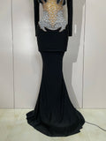 Luxury Sparkly Diamonds Pearl White See Through Mesh Long Dress Women Wedding Evening Party Stage Performance Photoshoot Dress