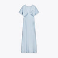 Elegant Solid Buttons Long Dress Women Waist Cinched Shoulder Pads High Collar Slit Dresses 2026 Spring Summer Lady Party Robes