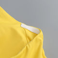 Fashion Yellow Pearl Bead Irregular Draped Dress Women Elegant Strapless High Waist Vestido Summer Lady Club Gowns