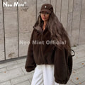 Hot Street Fashion Girls Luxury Fuzzy Mink Fur Bomber Jacket Women Winter Oversized Chunky Faux Fur Coat Warm Outerwear