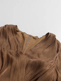 French Retro Vacation Dress for Women V Neck Lantern Sleeve Spliced Bead Square Scarf Tunic Temperament Long Dresses Female