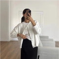 Women's Grey Wool Knitted Cardigan Elegant Button Large Size Sweater Knitwears Cardigans New Winter Fall Clothes Gray Red White