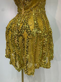 Luxury Gold Sparkly Sequins Diamonds Mini Dress Birthday Dress Women Sexy Performance Costume Singer Stage Nightclub Outfit