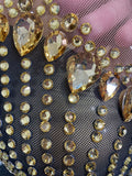 Sexy Sparkly Diamonds Sleeveless See-Through Long Dress Women Birthday Celebrate Evening Party Photo Shoot Stage Costume