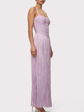 Fashion Sweetheart Spaghetti Strap Maxi Dress for Women Solid Fringe Floor Length Bodycon Back Zipper for Evening Party Club