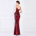 Women Spaghetti Strap Party Maxi Dress Sexy V Neck Evening Green Sequin Dress Elegant Long Prom Dress Vestido Longo