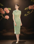 Olive Girl Green Romantic Qipao for Garden Wedding 2026 Fairycore Photoshoot Everyday Wear S-XXL XS-3XL Plus Size Romantic Garden Party Editorial Not Costume Qipao Cheongsam Chinese Dress Chinese Heritage Fashion Women