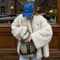 2026 Winter Ins Hot Fashion Girls Oversized Gradient Fur Coat Women Thick Warm Outerwear Fluffy Faux Fox Fur Jacket