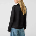 Solid Loose Temperament Blouse for Women Lapel Long Sleeves Patchwork Lace Up Elegant Top Female Fashion Clothing