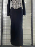 Sparkly Crystals Women Long Sleeve Sexy Bodycon Long Bandage Dress Evening Party Elegant Red Carpet Birthday Fashion Outfit