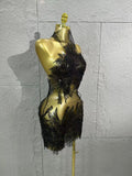 Sexy Mesh See Through Pearl Lace Party Mini Dress Celebrate Birthday Photo Shoot Wear Performance Stage Costume