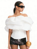 2026 Summer Solid Color Fashion Strapless fishbone corset topSexy Beach Party Slim Fit T-shirts Sweet Style Women's Wear