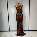 Women Mesh See Through Sparkly Rhinestone Sexy Backless Maxi Long Dress Evening Party Luxury Birthday Dress Shiny Stage Costume