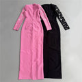 Sparkly Diamond Women Long Sleeve Sexy Bodycon Long Bandage Dress Evening Party Elegant Red Carpet Birthday Fashion Outfi