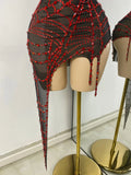 Sparkly Rhinestone Shining Women Sexy Bodycon See Through Irregular Hem Mini Dress Birthday Party Performance Costume