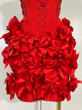 Elegant Cute Pearl Beaded Flower Sexy Strapless Bodycon Mini Bandage Dress Celebrate Eveing Party Birthday Cocktail Wedding Wear