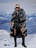 Women Tiger Striped Faux Fur Long Coat Lapel Fluffy Plush Luxury Oversized Overcoat With Side Pockets Winter Warm Outerwear 2026