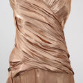 Solid Evening Spliced Folds Dress for Women Halter Sleeveless High Waist Pachwork See Through Backless Maxi Dresses Female