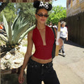 Halter Neck Backless Sexy Vest Women's Summer Slim Strappy Fashion Elasticity V-Neck Vest Solid Vacation Party Female Top