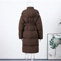 Warm Stand Neck Cotton Long Coats Women Elegant Single Breasted Zipper Belt Lace Up Outwear Female Winter Chic High Streetwear