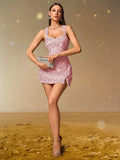 Sexy Summer Velvet Sequin Nightclub Dress Women Backless Slit Party Club Mini Dresses for Lady Birthday Evening Short Dress