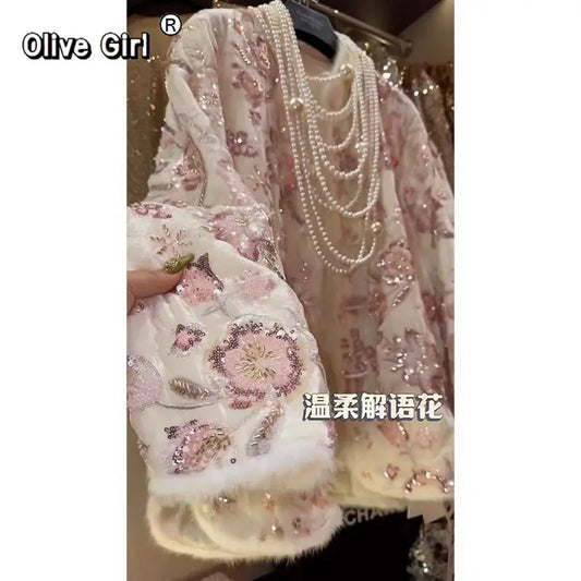 Olive Girl Pink Embroidered Embroidered Jacket for Ren Faire 2026 Garden Wedding Fairycore Photoshoot Everyday Wear S-2XL XS-3XL Plus Size Hand Embroidered Dramatic Silhouette Romantic Garden Party Editorial Not Costume Chinese Heritage Fashion Women