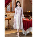 Pink Aodi Qipao Improved Chinese Stye Dress Women Warm Chesongam Princess Style Evening Party Vestidos Hanfu Dress for Lady