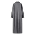 Grey Double-Breasted Long Coat with Notched Lapels