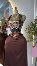 Women's Dress Set Print Bow Corset Top and Maxi Long Skirt Suit  Summer Elegant Evening Two 2 Piece Set Outfits