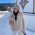 Chic Ins Blogger Brand Fashion Fake Fox Fur Jacket Coat Women 2026 Winter Luxury Design Big Collar Fur Coats Cool Girls Overcoat