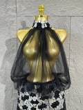 Women Sheer Mesh Rhinestone Skirt Long Tulle TrainSexy Costume For Club Party Stage ShowEvening Performance Events