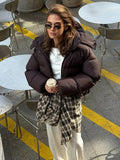 Women Short Hooded Quilted Jacket Oversized Zip Up Full Sleeve Padded Coat Winter Casual Street New Hot Chic Y2k Outerwear 2026