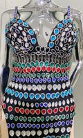 Luxury Diamond Glam Low-Cut Suspender Dress Heavy Industry Celebrity Party Stage Performance Dress Evening Dresses Woman Elegant