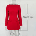 Bows Splice Long Sleeve Mini Dress Elegant Office Woman Solid Bodycon Club Party Dresses 2024 Autumn High Waist Fashion