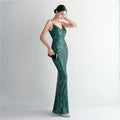 Women Strap Party Maxi Dress Sexy V Neck Evening Dress Celebrity Purple Sequin Dress Long Prom Formal Occasion  Dress