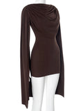 Shawl Patchwork Dress Women Ruched Elegant o-Neck Skinny Sleeveless Vacation Fashion Trend Casual Simple Mini Bodycon