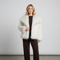 Fashion Women Solid Lapel Faux Fur Coat Long Sleeve Fluffy Loose Short Cardigan Jacket Winter Lady Thicken Warm Outwear
