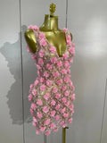 Sexy Black Pearl Flower Mesh See Through Mini Dress Women Evening Party Club Birthday Dress Nightclub Photoshoot Stage Costumes
