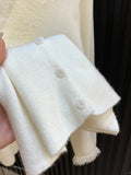 White Lace Knitted Cardigan for Women Elegant V Neck Button Sweater Cardigans Knitwears New Winter Autumn Clothing Black Jumpers