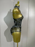 Sparkly Diamond Sexy Mesh Stretch Bodysuits Women Evening Nightclub Bar Party Show Gogo Dancer Clothing Stage Costume