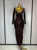 Women Sexy Luxury Sparkly Diamond Bandage Long Sleeve Bodycon Dress 2025 Celebrity Elegant Evening Club Pary Birthday Dresses